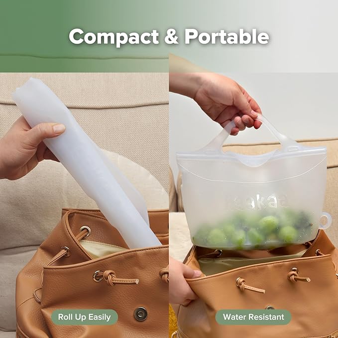 Haakaa Silicone Microwave Steamer & Steriliser Bag, 70oz/2000ml Large Capacity Reusable Steaming Bags for Baby Bottles,Breast Pump,Accessories,Pacifiers,Teethers, Great for Home&On The Go,Frosted /1PC