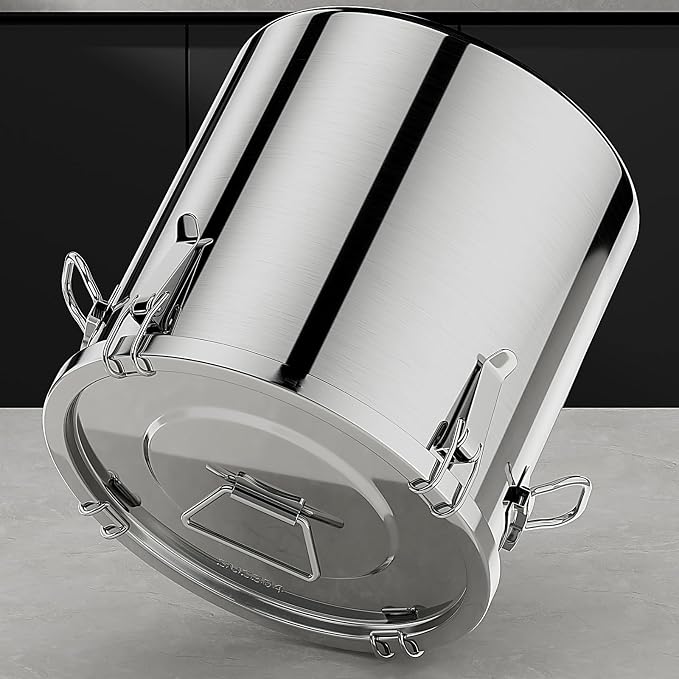 Large Stainless Steel food Storage Containers,5.5Gallon/21Liter Airtight Stainless Steel Bucket With lids,710 OZ Flour Storage Container,Metal Airtight Canister for Rice,Coffee Bean,Dog Food
