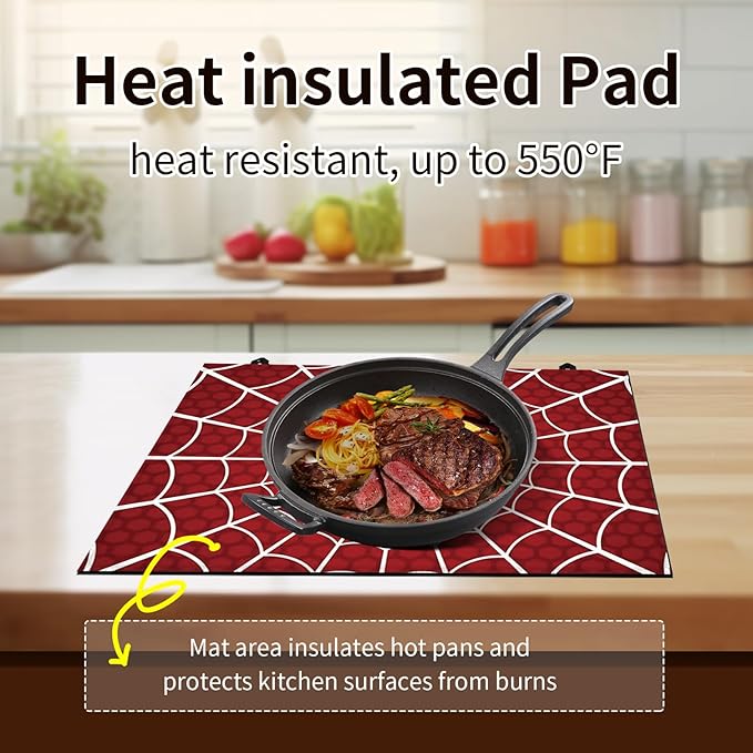 Decorative Electric Stove Top Covers, Heat Resistant Silicone Stove Cover Mat, Stove Top Protectors for Electric Flat Glass Stoves, Adds Extra Counter Space for Small Kitchens and Apartments
