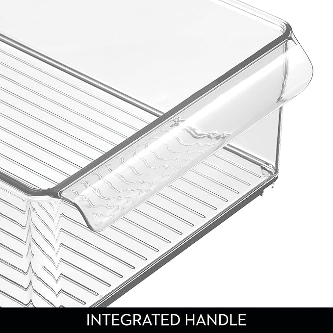 iDesign Stackable Fridge Storage Bin with Front Handle - Clear - Made in USA