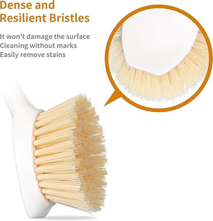 Kitchen Accessories Set, 2 Pack Bamboo Handle Kitchen Dish Brush, Dish Scrubber Built-in Scraper, & Bamboo Cookbook Stand, Wedding Recipe Book Holder