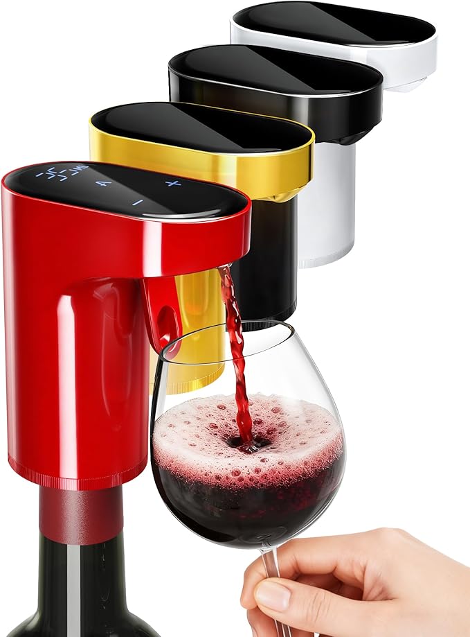 Mothers Day Gift Essential,5-in-1 Electric Wine Decanter & Smart Liquor Dispenser,Automatic Aerator&Pourer with 1-999ml Precision Dosing | Gift for Mom,Women,Dad,Wine&Whiskey Lovers,Birthday(Red)