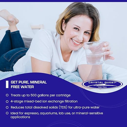 Crystal Quest Demineralizer (DI) Water Filter Pitcher Cartridge – Advanced Filtration for Clean, Healthy Water, Removes Contaminants, Long-Lasting, Easy Installation, 500 Gallons Capacity [Pack of 4]