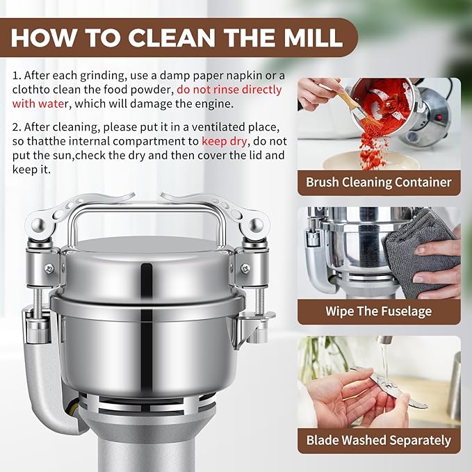LEEVOT Grain Mill 150g Commercial Spice Grinder Electric 650W Stainless Steel Pulverizer Dry Grinder for Grinding Wheat, Oats, Corn, Pepper, and Coffee Beans – Grinders for Kitchen.