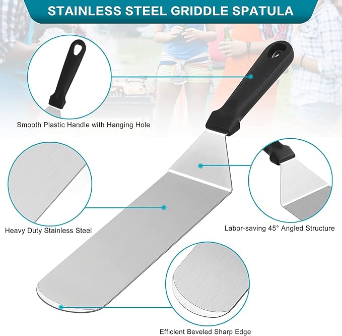 36Pcs Griddle Accessories, Leonyo Grilling Accessories for Outdoor, Smash Burger Press Grill Tools Kit with Enlarge Griddle Spatula, Melting Dome for Flat Top Grill, BBQ Gifts for Men