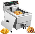VEVOR Commercial Deep Fryer, 1500W Electric Countertop Fryer with Basket, 11.6Qt / 11L Stainless Steel Single Oil Fryer with Time & Temp Control, Overheat Protection, for Kitchen Restaurant Use