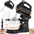 3.2QT 2-in-1 Stand Mixer, Electric Kitchen Mixer with Auto-Rotating Bowl & Tilt-Head, 5-Speed 250W Turbo Baking Machine for Beginners with Beater & Dough Hook for Cookie, Bread, Cake (Black)