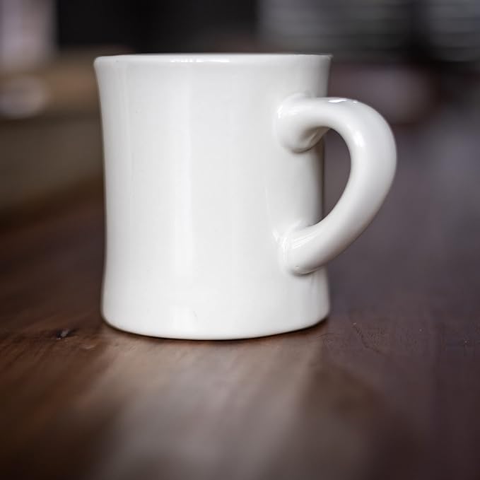 COLETTI Diner Coffee Mugs — Restaurant Coffee Mugs, Retro Coffee Mug – Sturdy & Heavy Diner Mug – Nostalgia in Every Sip [White, 11 oz, Set of 6]