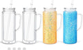 20 Oz Acrylic Snow Globe Tumbler Cup with Handle, Double Wall Plastic Snowglobe Tumbler with Pre-Drilled Hole and Plug for Glitter DIY, 4 Pack