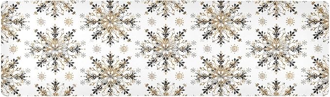 Christmas Trivet Table Runner 40 Inches Long Seamless Goldsnowflakes Heat Resistant Hot Pad Multi Purpose Mat for for Hot Pots Pans Kitchen Countertops