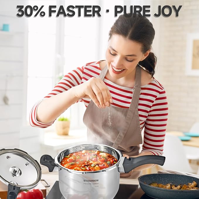 7L Stainless Pressure Cooker – Fast, Safe Stovetop (7-Liter)