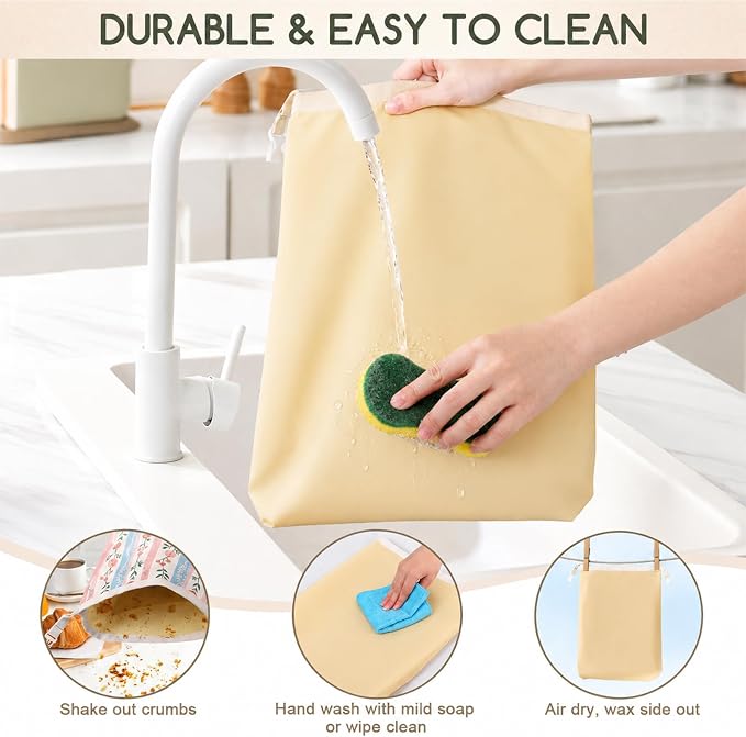 Beeswax Bread Bags for Sourdough, 2 Pack Reusable Bread Bag for Storage XL 17x13 Inch, Powder Blue Bread Bags for Homemade Sourdough - Keep Fresh, Freezer Safe