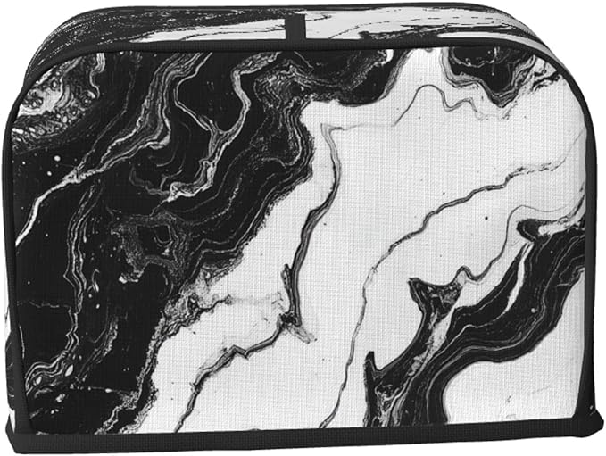 Toaster Cover 2 Slice Marble Black White Liquid Abstract Kitchen Small Appliance Covers with Pockets Dust and Fingerprint Protection