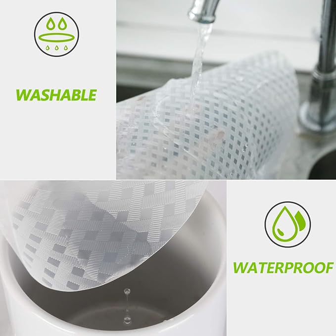 HooTown Refrigerator, Fridge Shelf Liners and Drawer Mats 11.8 Inch Wide x 78.7 Inch Long, Non Adhesive EVA Plastic Washable Waterproof Pads for Kitchen Cabinet, Pantry Closet, Cupboard, Transparent