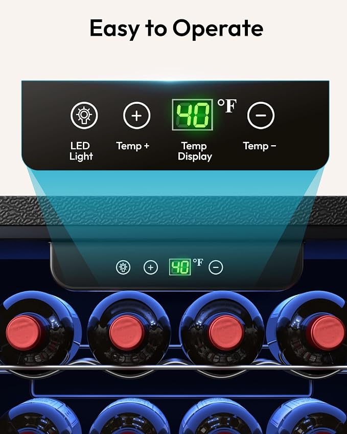 EUHOMY 16 Bottle Wine Cooler Refrigerator, Compressor Wine Fridge with Glass Door, Freestanding Wine Cellar with Digital Temp Control & LED Light for Red White Wine Beer Home Bar Office, 1.7 Cu.Ft