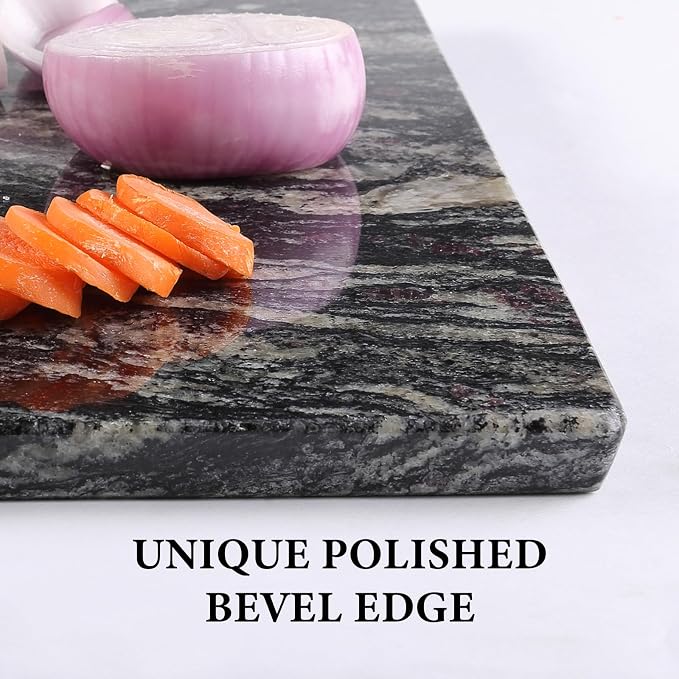 Koville Brazilian Natural Granite Cutting Board for Kitchen, 16x12inch Large Hand Crafted Stone Slab for Cheese, Charcuterie, Pastry Board - Wedding Gift, House Warming Gift