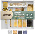 Sben Expandable Drawer Organizer for Utensils Holder, Adjustable Cutlery Tray, 6-8 Slots, Premium Wood Drawer Dividers Organizer for Silverware, Flatware, Knives for Kitchen (White)
