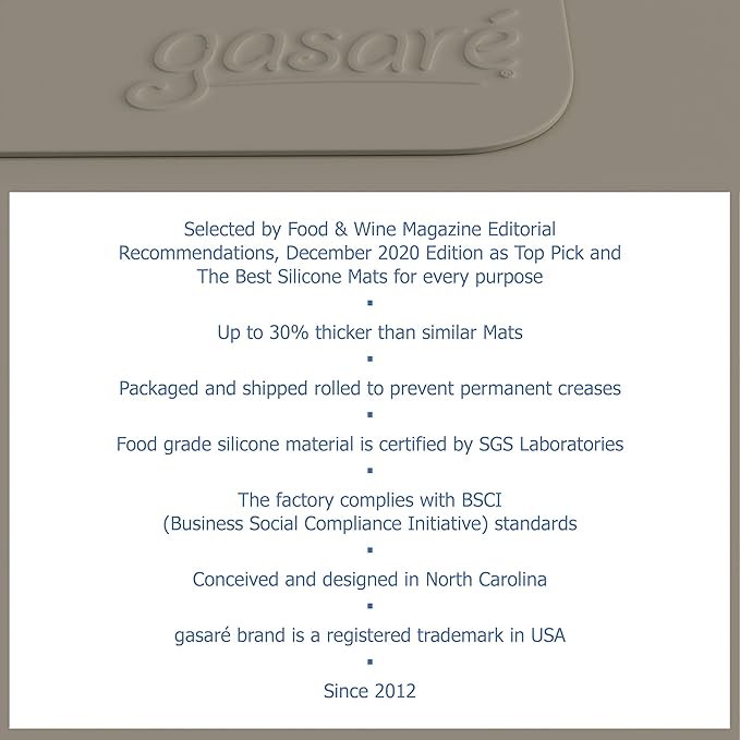 GASARÉ, Set of 2, Extra Large, Thick, Silicone Mats for Kitchen Counter, Heat Resistant Mats, Countertop Protector, Non-Slip, Easy to Clean, 25 x 17 Inches x 1.4mm, Taupe