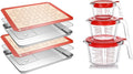 6 Pcs Stainless Steel Baking Sheet Tray Cooling Rack with Silicone Baking Mat Set, and 6 Pcs Glass Measuring Cups with Lids Set, for baking, Kitchen