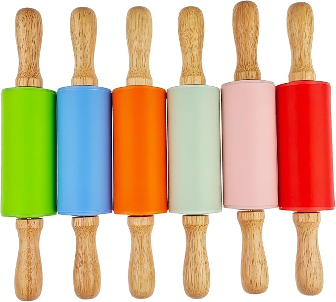 12 Pack Small Rolling Pin for Kids, 9 Inch Kids Rolling Pin for Home Kitchen (6 colors)