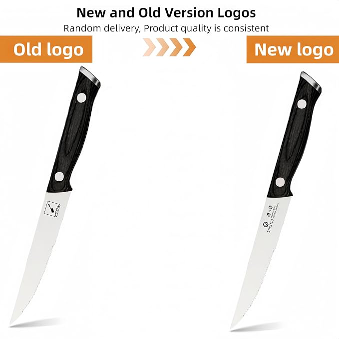 imarku Japanese Steak Knives, Steak Knives Set of 8,Stainless Steel Serrated Steak Knife,Steak Knife with Pakkawood Ergonomic Handle,Gift for Men and Women