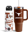 The Memory Company Officially Licensed NCAA 2-Pack Stainless Steel Tumbler Set, 34oz Team Spirit Water Bottle & 40oz Game Day Tumbler with Lid and Straw, BPA-Free Materials, Convenient Straw Design