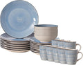 Rimmed Dinnerware Set | Mugs, Salad and Dinner Plates and Bowls Sets, Dishes with Highly Chip and Crack Resistant, Dishwasher and Microwave Safe (Blue, Service For 8)