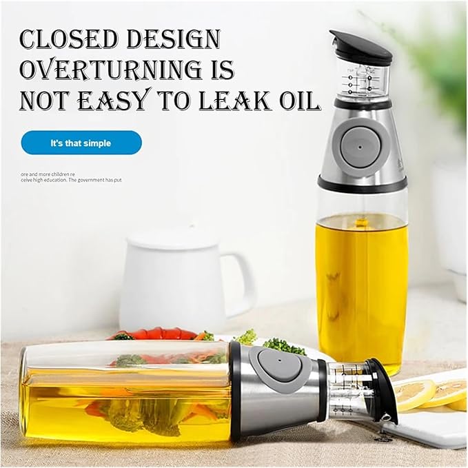 Sprayer Superior Clear Glass Vinegar Jug Dispenser Oil Meter Kitchen Large Opening Filling Cleaning 250/500 ML(500ML silver)