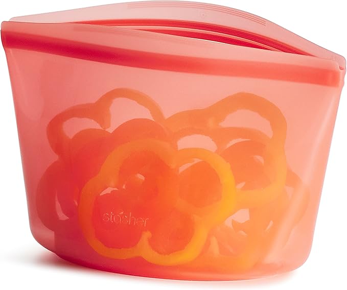 Stasher Silicone Reusable Storage Bag, 6-Cup Bowl, Reusable Freezer Bags, Microwave, Dishwasher, Oven Safe, Sous Vide, Premium Lunch Container, Eco Friendly, Food-safe Silicone Snack Bag, 48 oz, Red | Reusable Food Bag