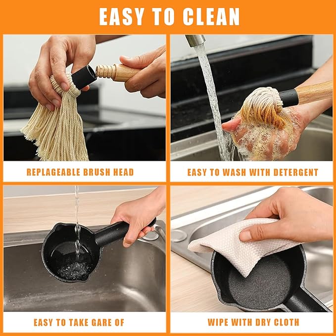 BBQ Mop-Cast Iron Sauce Pan 11-In-1 Tool Set Brushes For Sauce Is Suitable For Bacon Machines, Grills And Stoves, Camping Cooking And Stove Butter Melting