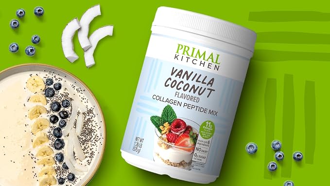 Primal Kitchen Vanilla Collagen Fuel® Drink Mix, Vanilla Coconut Collagen Peptides, No Dairy or Artificial Sweeteners, 20 Ounces