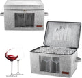Foyego 2 Pack Wine Glass Storage Box with Dividers, Stemware Storage Containers for Packing and Moving, China Storage Containers Box for 12 Crystal Glassware, Wine Glasses, Drinkware,Light Gray
