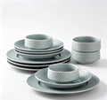 4-piece set, ceramic, embossed B design plate and bowl set, microwave and dishwasher tableware set, shatterproof and scratch resistant dinner set, irregular edge design, white