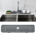 Kitchen Sink Splash Guard 24inch Grey Silicone Faucet Mat Draining Mat Longer Silicone Faucet Handle Drip Catcher Tray Bathroom Countertop Protect Mat for Kitchen Bathroom, Drip Protector Splash
