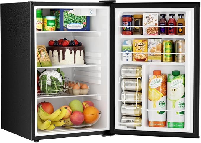 Antarctic Star 4.4 Cu.Ft Compact Refrigerator,Mini Fridge Single Door with Adjustable Thermostat,Removable Glass Shelves for Apartment/Dorm/Office,BLACK