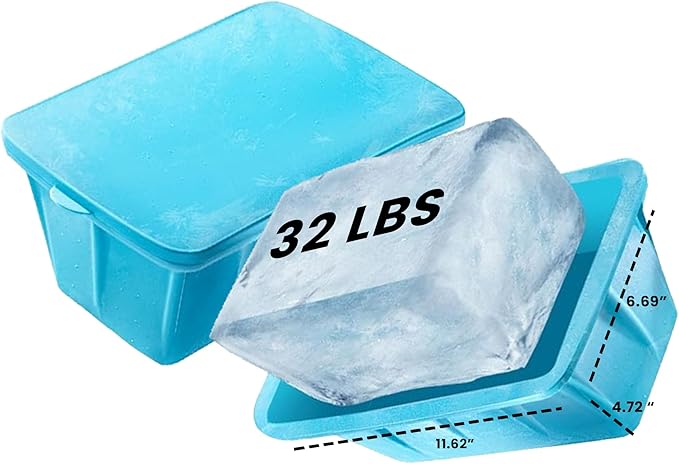 Extra Large Ice Block Mold For Ice Bath - 4x, Large Ice Mold for Freezer with Lids - Reusable, Silicone Ice Bath Accessories, Cold Plunge Giant, Ice Blocks for Chiller & Cold Therapy