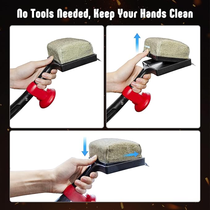 Feasto 2-Pack Replacement Heads for Grill Brush, Bristle-Free Interwoven-Tech with Thermal-Sensitive Sponge, Compatible with Feasto 6-in-1 Outdoor Grill Brush
