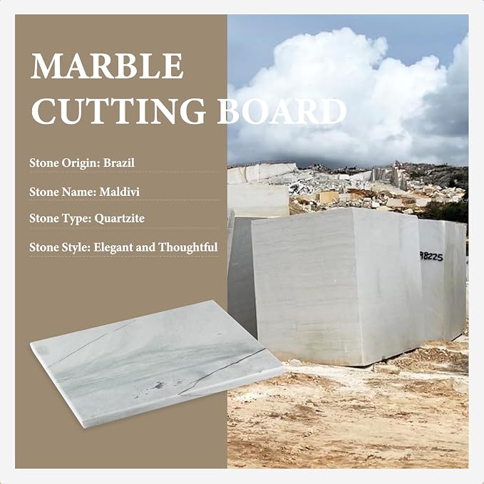 Koville Brazilian Natural Quartzite Cutting Board for Kitchen, 16x12inch Large Hand Crafted Stone Slab for Cheese, Charcuterie, Pastry Board - Wedding Gift, House Warming Gift