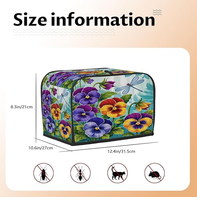 Colorful Flower Spring 4 Slice Toaster Cover Dust And Fingerprint Bread Maker Cover Bakeware Protector Washable Appliance Covers Kitchen Accessories For Home Kitchen Women Gift