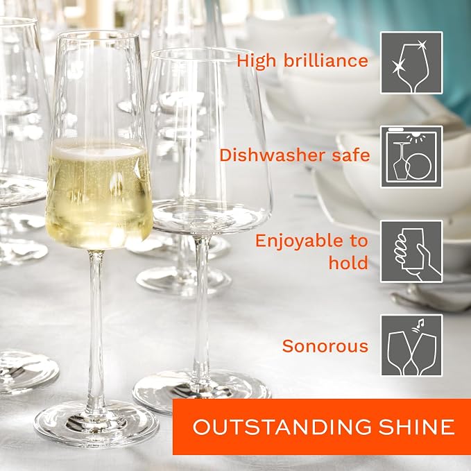 Stölzle Lausitz Champagne Glasses Power 4-Piece Set 8 oz – Elegant Flutes Ideal for Prosecco & Sparkling Wine – Crystal Champagne Glasses – Dishwasher- & Shockproof