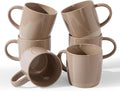 famiware Coffee Mugs for 6, 13 oz Mug Set, Dringking Cup with Handle for Coffee, Tea, Cocoa, Milk, Milkyway Serise, Cinnamon Brown