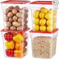 4 Pack Food Storage Containers with Red Lids, 18.0 Qt - Square, Clear, Polycarbonate, for Restaurant Commercial Kitchen and Home party