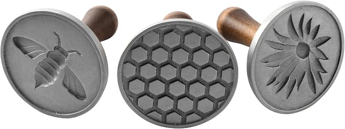Nordic Ware Honeybee Cookie Stamps (Set of 3), Sturdy Cast Aluminium Cookie Stamp Set, Cookie Press Set Made in the USA, Sturdy and Durable Biscuit Maker Press Set