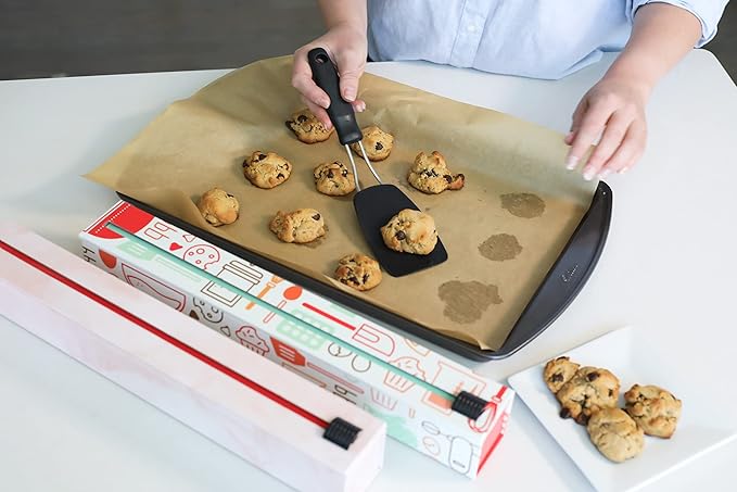 ChicWrap Rose Marble Parchment Paper Dispenser - Includes 15"x 33' (42 Sq. Ft) Roll Unbleached Baking, Cooking & Culinary Paper - Reusable Dispenser w/Slide Cutter - Kosher Certified