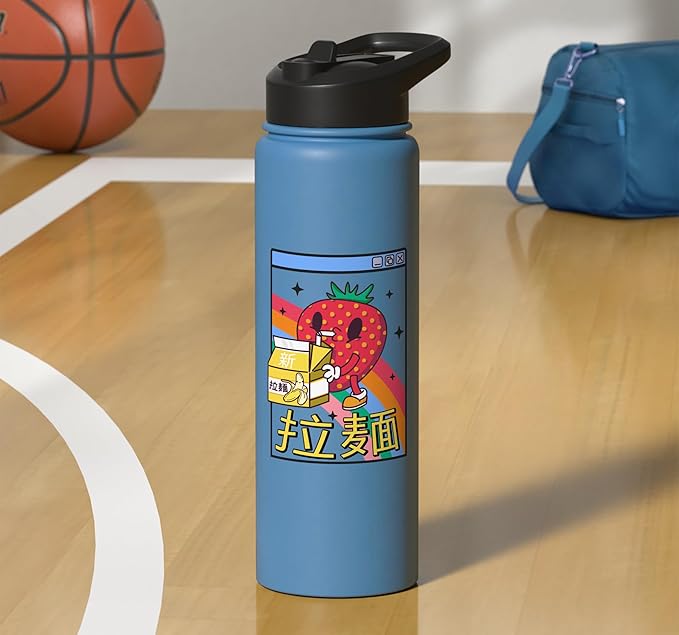 Strawberry Milk Carton Kawaii Vaporwave Aesthetic Anime Stainless Steel Insulated Water Bottle