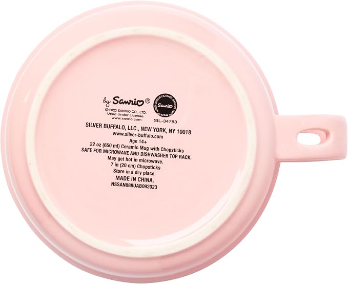 Silver Buffalo Sanrio Hello Kitty and Friends Featuring Keroppi, My Melody, Badtz-Maru, and Pompompurin Soup Mug and Bowl Lid with Spoon and Chopsticks, 13 Ounce Bowl Lid, 22 Ounce Soup Mug