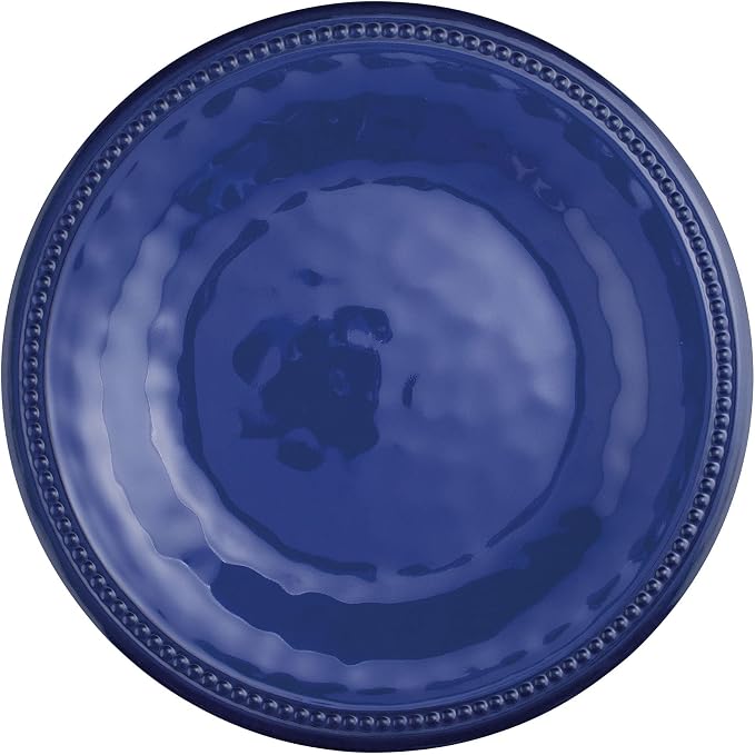 UPware 12 Piece Beaded Melamine Dinnerware Sets, Outdoor Dishes Set, Plates and Bowls Sets, Service for 4, Indigo Blue