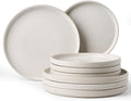 8-Piece Dinner/Salad Plates, Matte White Dish Set for 4 | Chip & scratch resistant stoneware dinnerware. Microwave & dishwasher safe. Handcrafted reactive glaze. For daily & serving.
