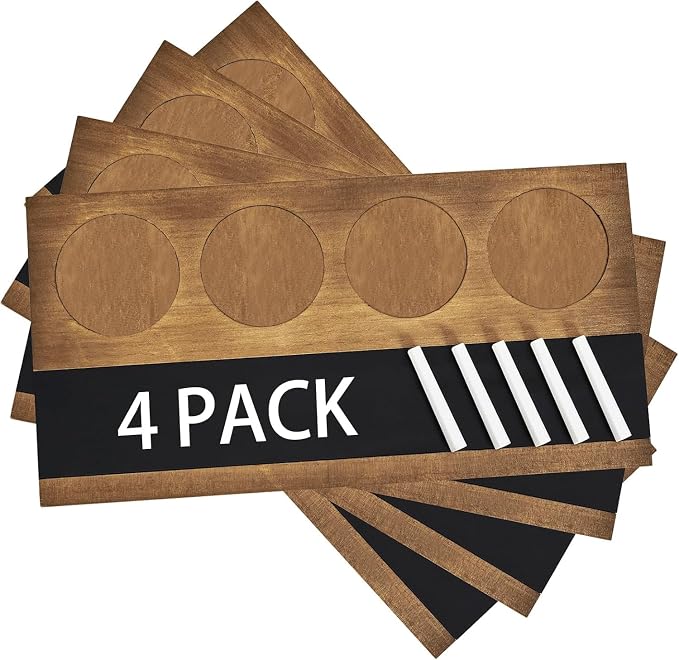 Flight Board Wine Flight Tasting Set of 4, Whiskey Tasting, Wooden Wine Tastings Kit for Beer, Cocktails, Champagne Flights, Coffee, Tastings, Party Supplies