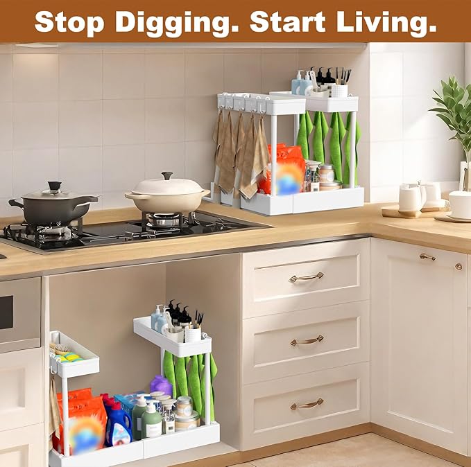 Expandable Under Sink Organizers + Dish Drying Rack